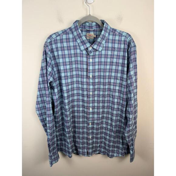 Faherty Other - Faherty The Movement Shirt Long Sleeve Button Up Blue Pink White Plaid XL Preppy